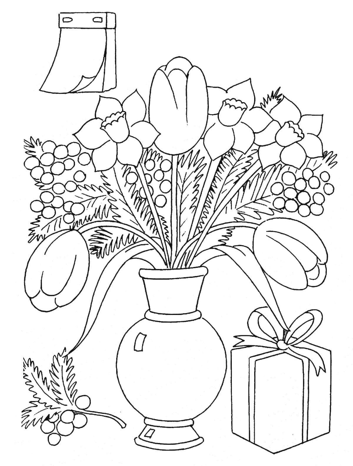 Kolorowanka Narysuj Wazon Na Kwiaty bezpłatny wydruku