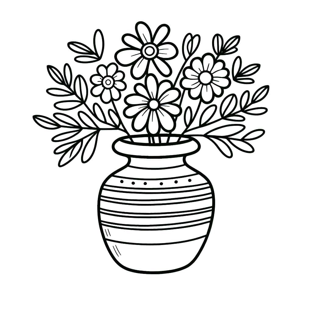 Kolorowanka Narysuj Wazon Na Kwiaty dla dzieci