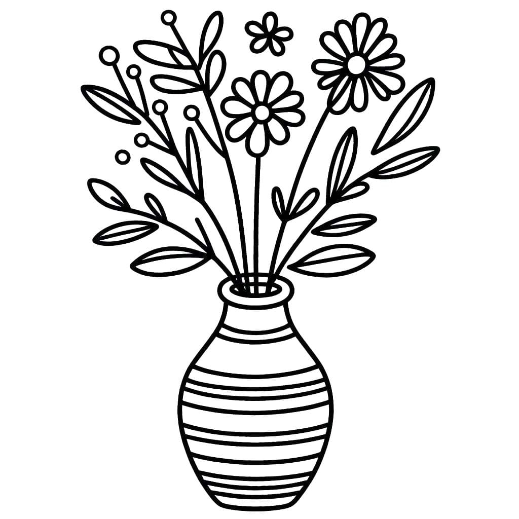 Kolorowanka Narysuj Wazon Na Kwiaty do druku dla dzieci