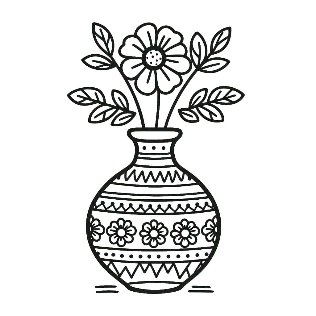 Kolorowanka Narysuj Wazon Na Kwiaty prosty