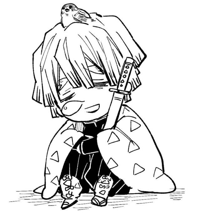 Kolorowanka Narysuj Zenitsu Uroczy