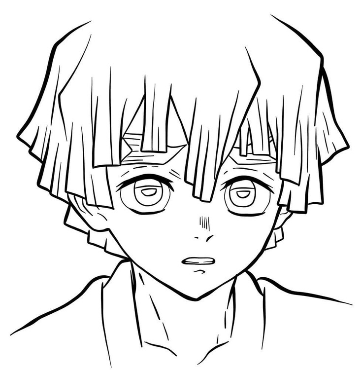 Kolorowanka Narysuj Zenitsu do druku dla dzieci