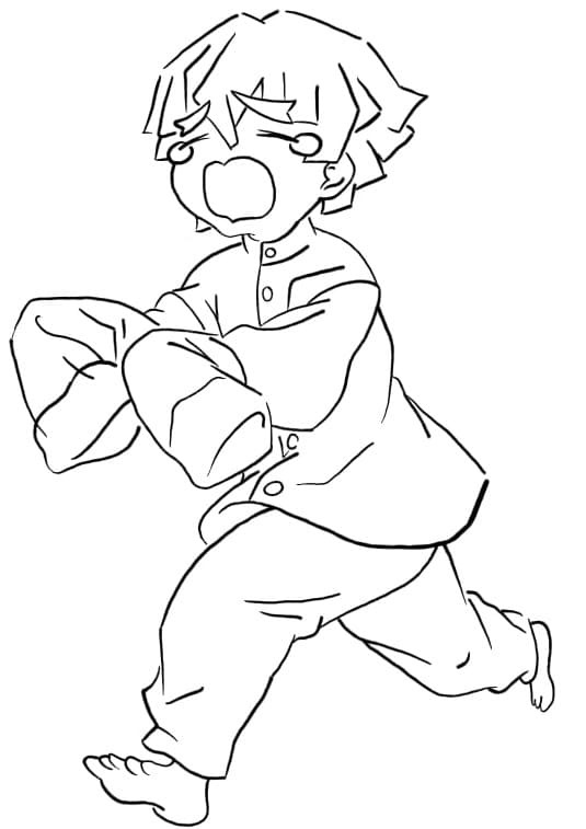 Kolorowanka Narysuj Zenitsu przestraszony