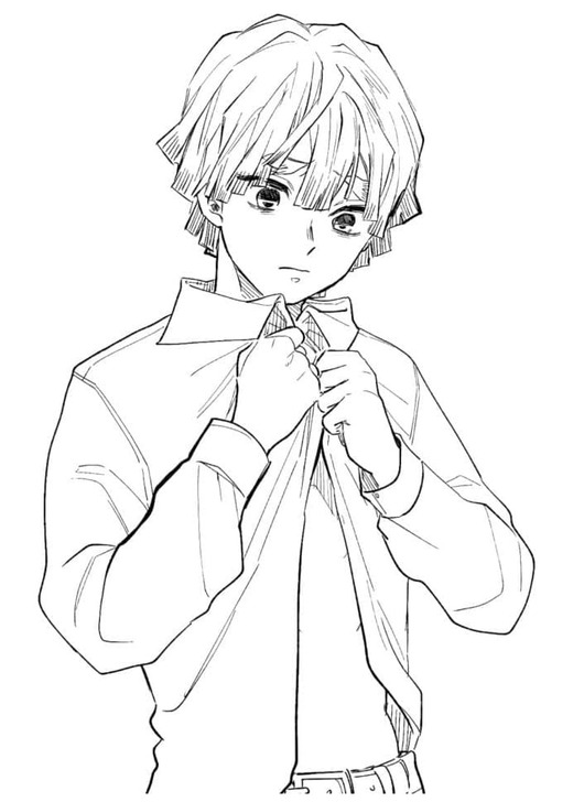 Kolorowanka Obraz Zenitsu wydruku