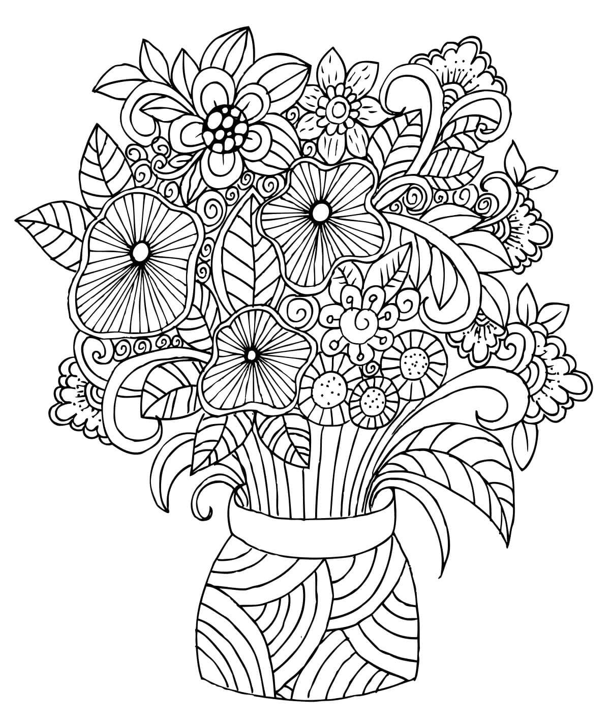 Kolorowanka Wydruku Wazon Na Kwiaty