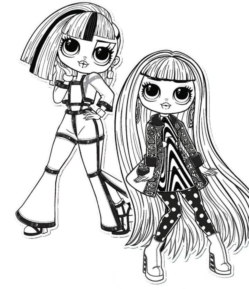 Kolorowanka Narysuj Angles and Groovy Babe LOL OMG