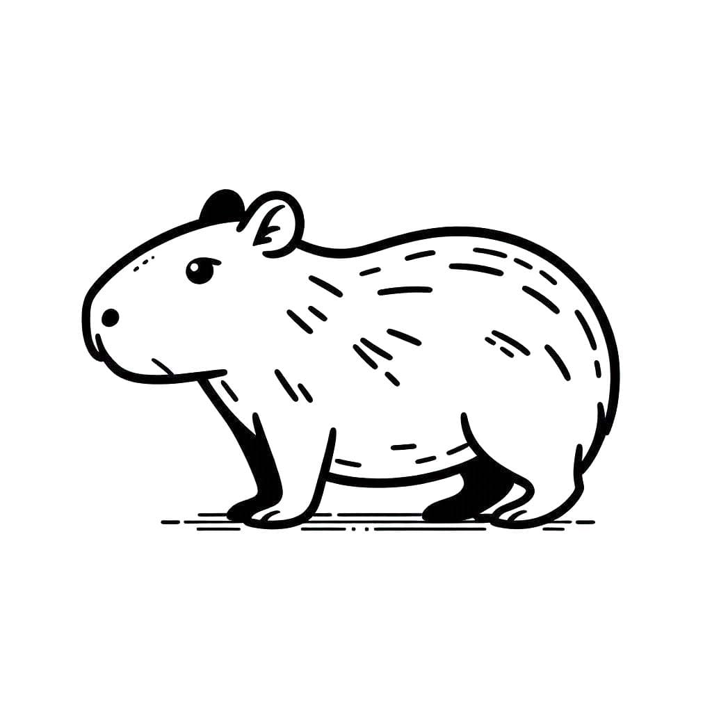 Kolorowanka Narysuj Kapibara bezpłatny wydruku