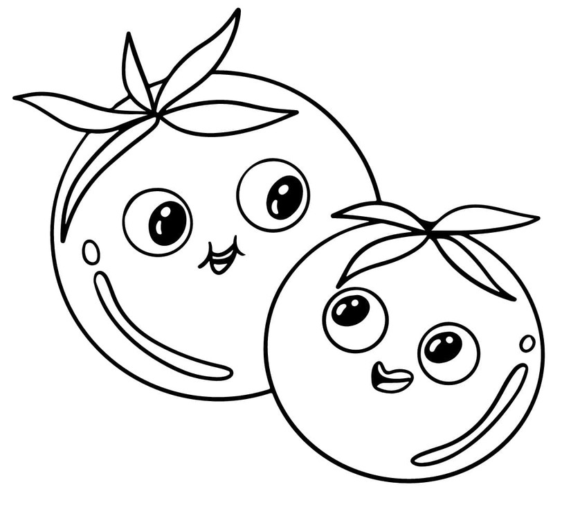 Kolorowanka Narysuj Pomidory podstawowy do druku