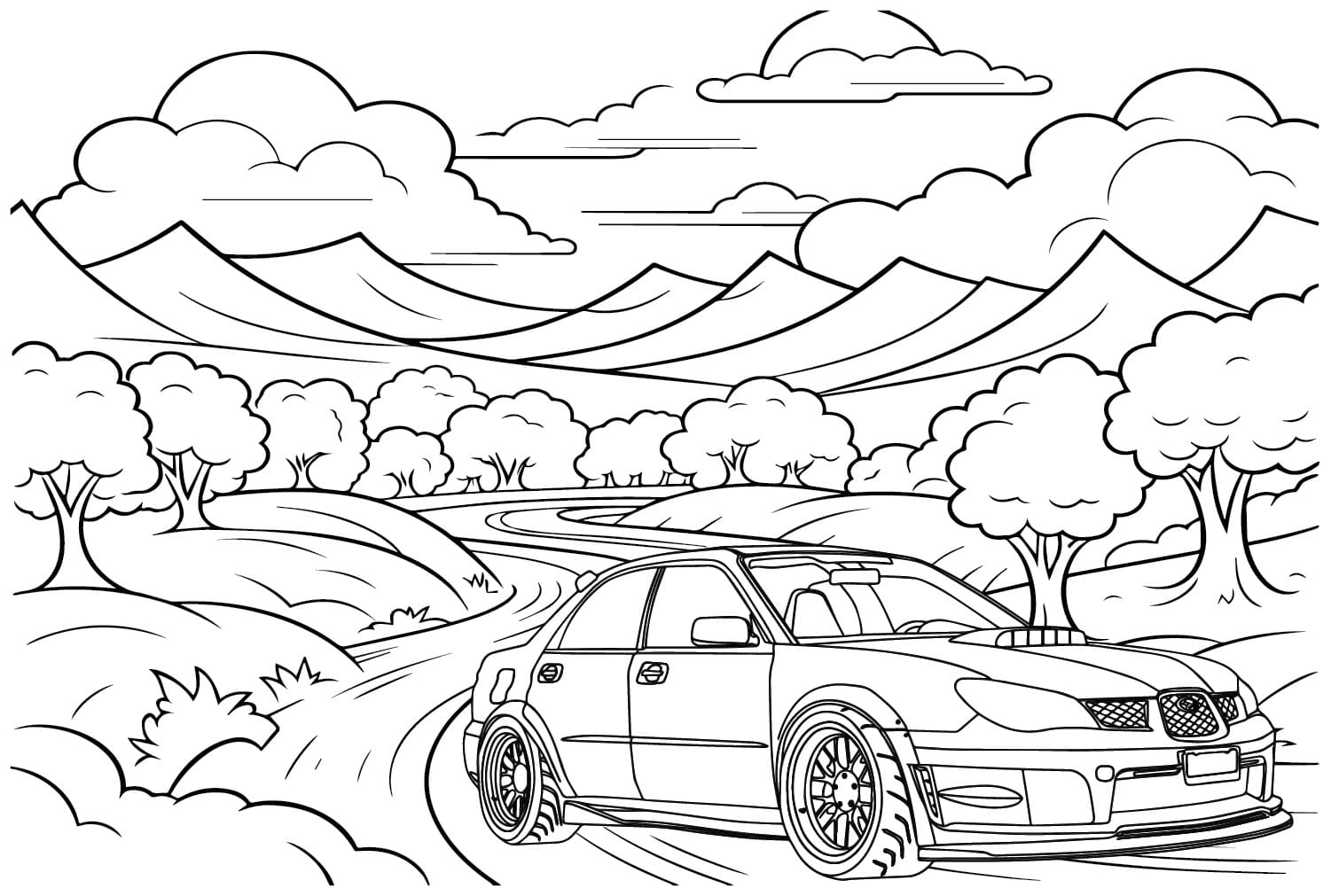 Kolorowanka Narysuj Subaru bezpłatna podstawowy