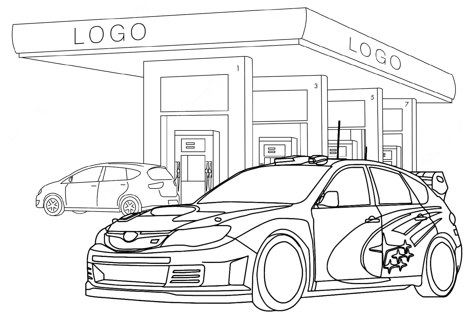 Kolorowanka Narysuj Subaru łatwy do druku