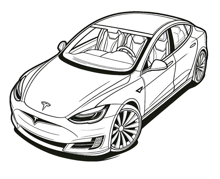 Kolorowanka Narysuj Tesla 6