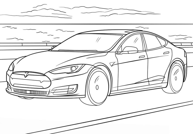 Kolorowanka Narysuj Tesla bezpłatna łatwy do druku