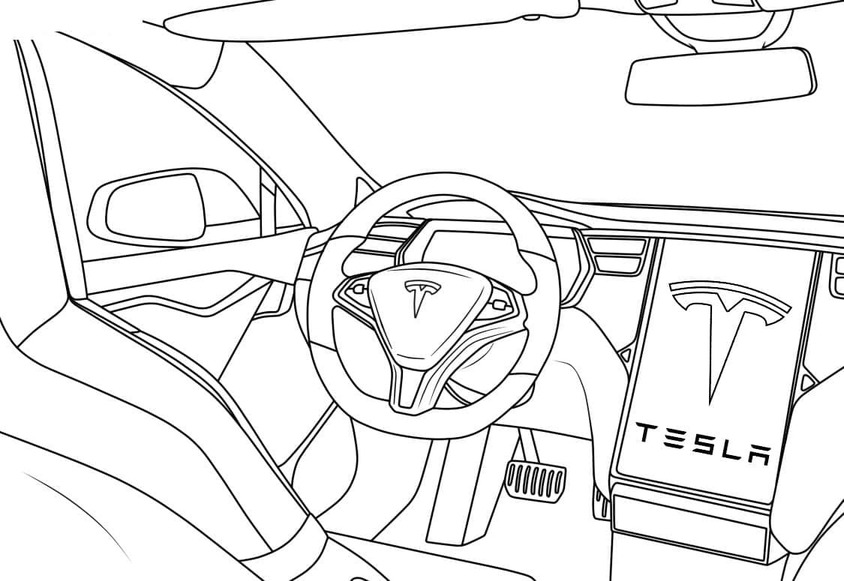 Kolorowanka Narysuj Tesla dla dzieci
