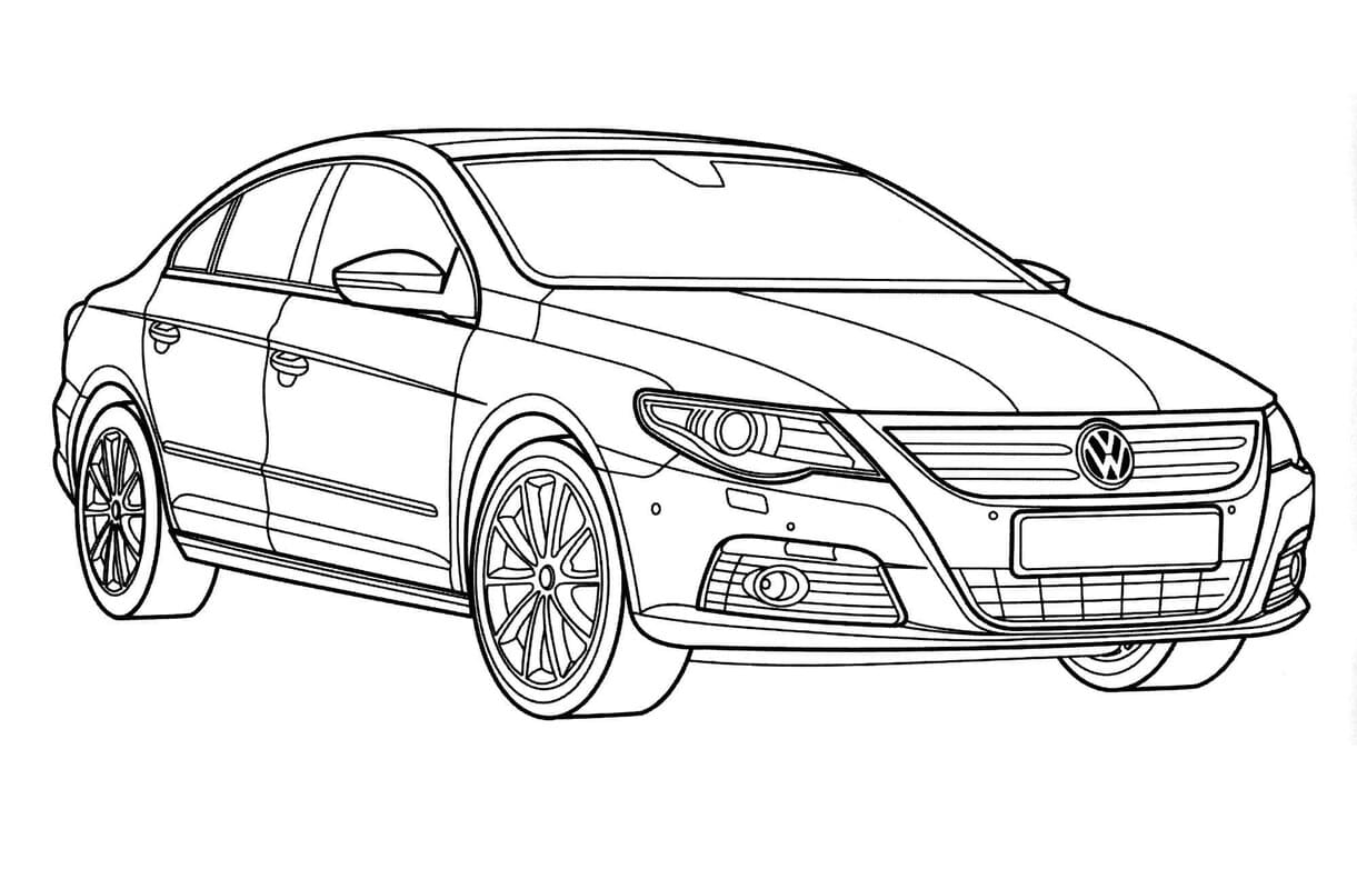 Kolorowanka Narysuj Volkswagen prosty do druku