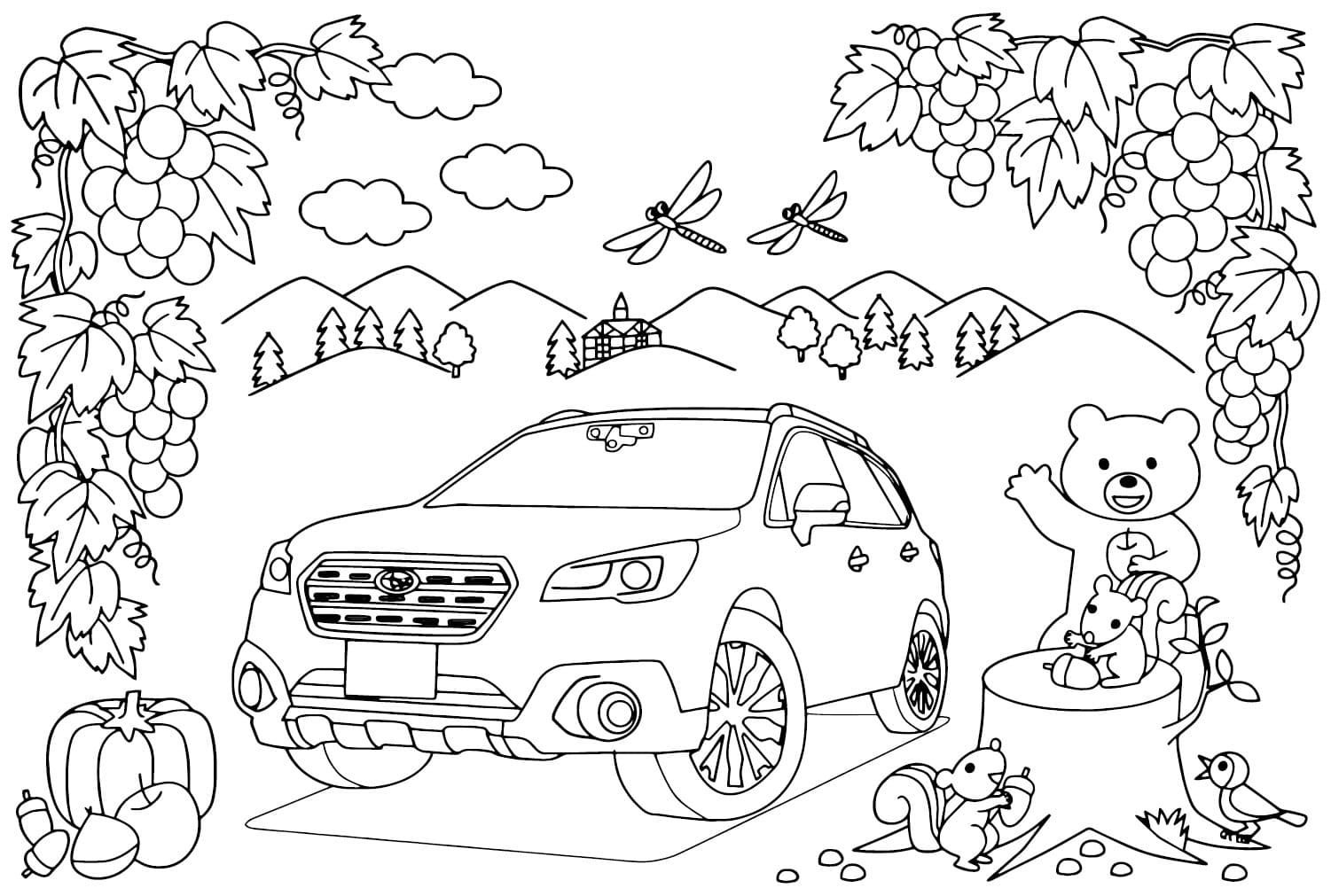 Kolorowanka Subaru do druku dla dzieci