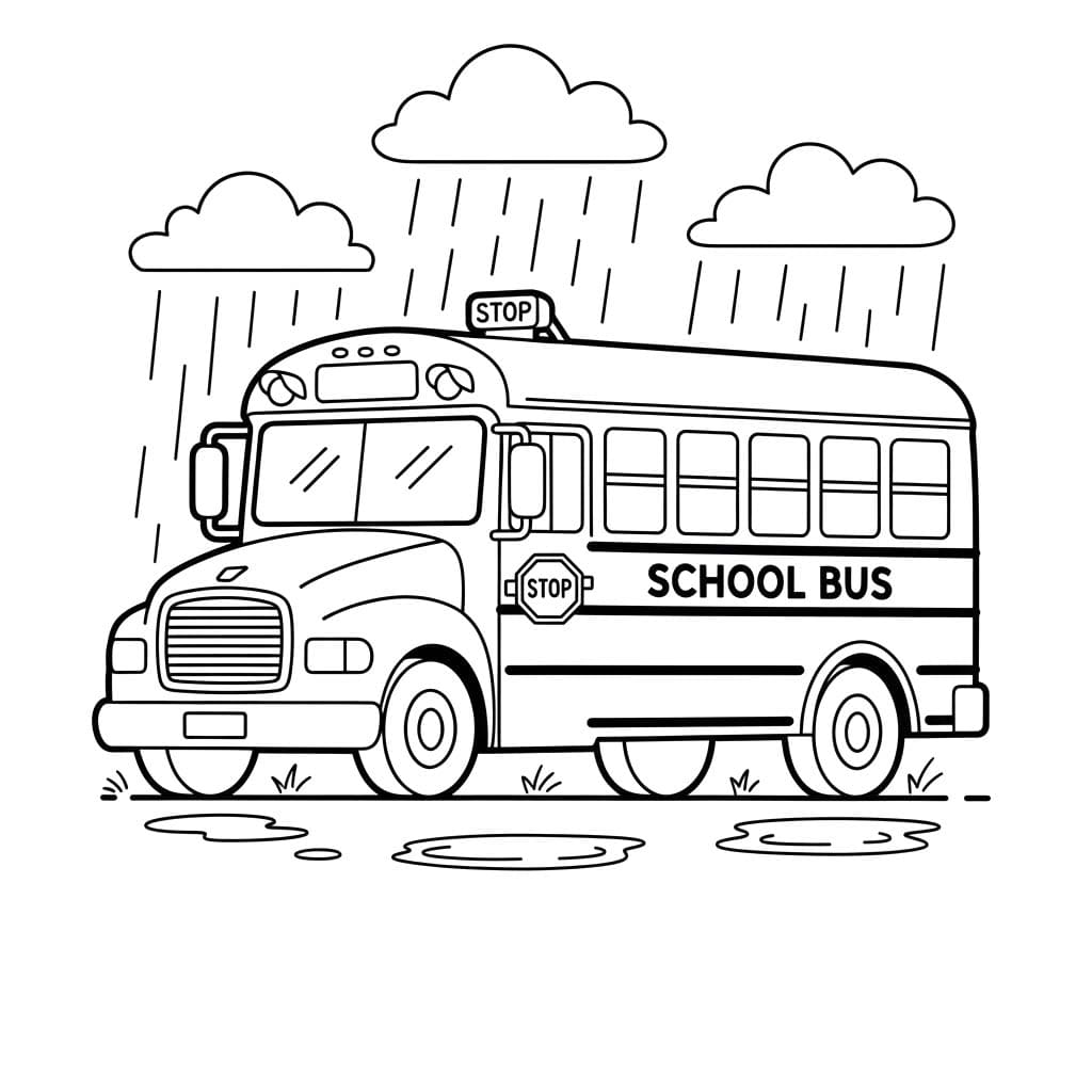 Kolorowanka Autobus Szkolny bezpłatny wydruku podstawowy