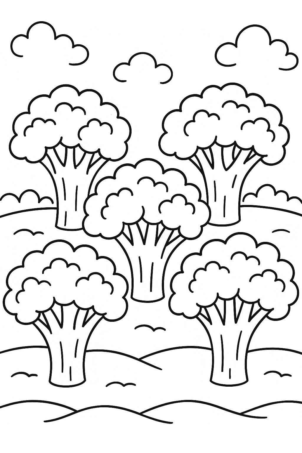 Kolorowanka Brokuły bezpłatny wydruku łatwy