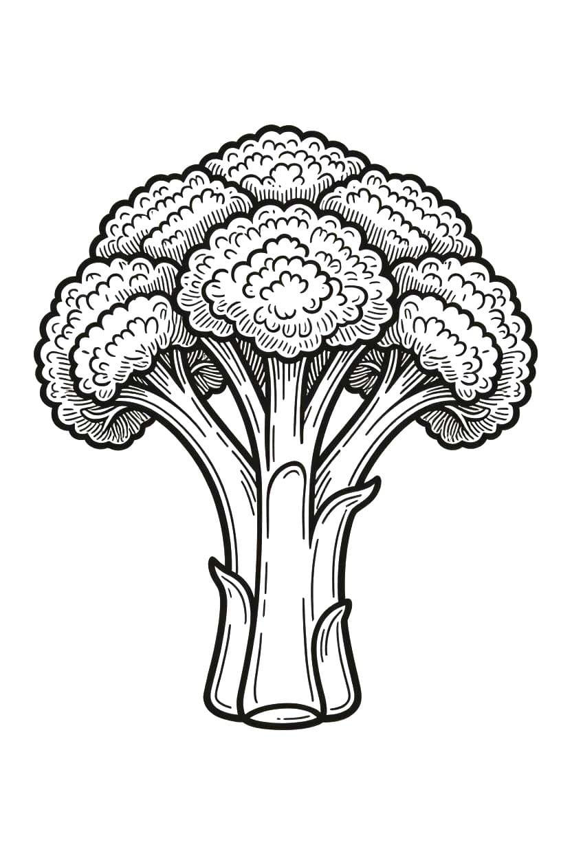 Kolorowanka Brokuły bezpłatny wydruku podstawowy