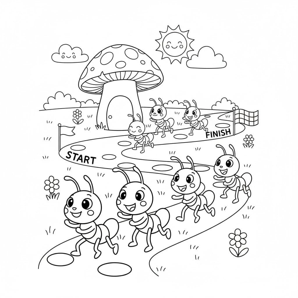 Kolorowanka Mrówki bezpłatnie do druku dla dzieci