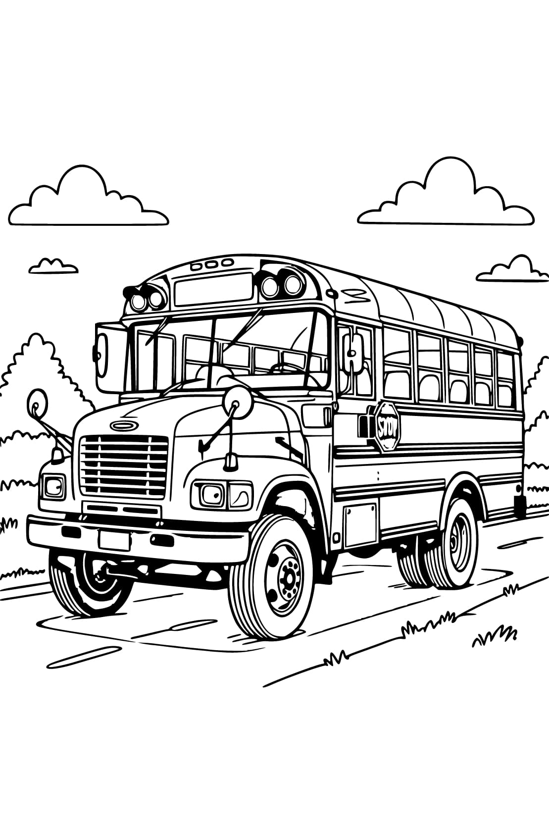 Kolorowanka Narysuj Autobus Szkolny Podstawowy