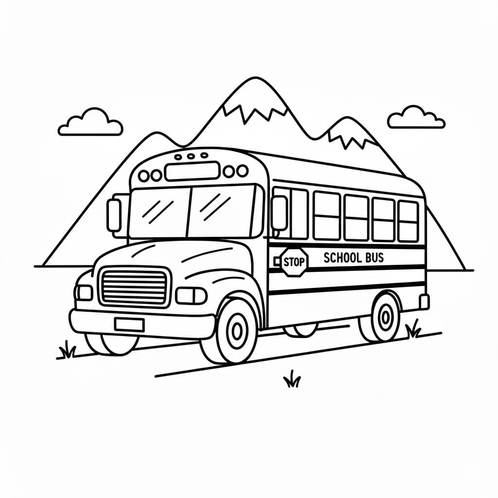 Kolorowanka Narysuj Autobus Szkolny bezpłatny dla dzieci