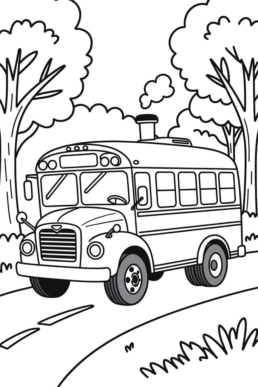 Kolorowanka Narysuj Autobus Szkolny bezpłatny