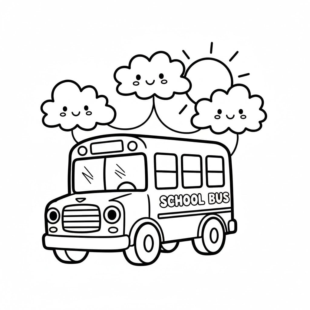 Kolorowanka Narysuj Autobus Szkolny dla dzieci