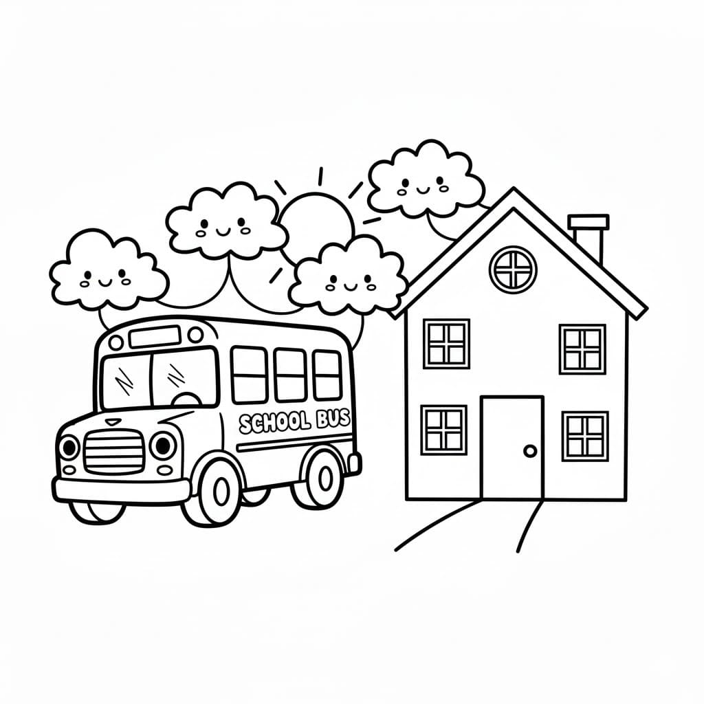 Kolorowanka Narysuj Autobus Szkolny prosty