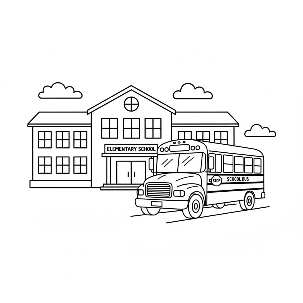 Kolorowanka Narysuj Autobus Szkolny wydruku łatwy