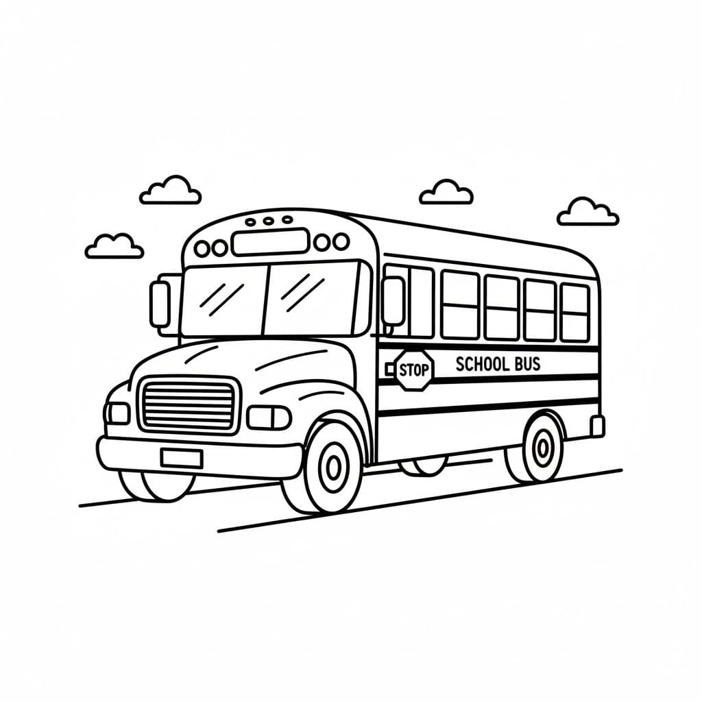 Kolorowanka Narysuj Autobus Szkolny wydruku podstawowy