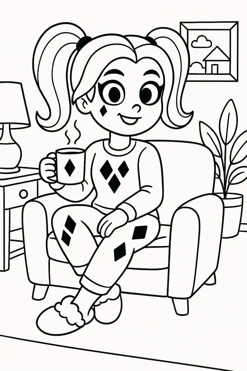 Kolorowanka Narysuj Harley Quinn 6