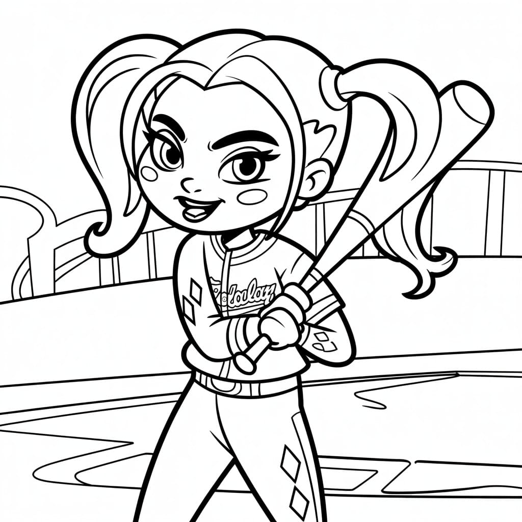 Kolorowanka Narysuj Harley Quinn 7