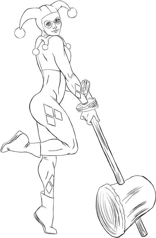 Kolorowanka Narysuj Harley Quinn bezpłatny podstawowy