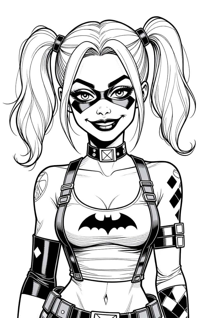 Kolorowanka Narysuj Harley Quinn bezpłatny