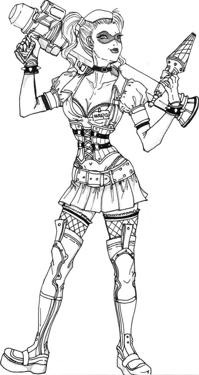 Kolorowanka Narysuj Harley Quinn dla dzieci