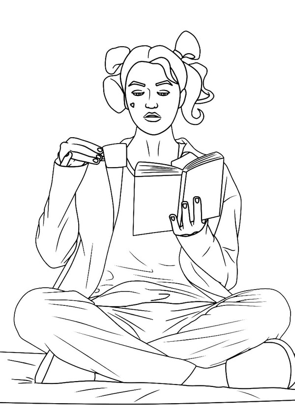 Kolorowanka Narysuj Harley Quinn wydruku prosty