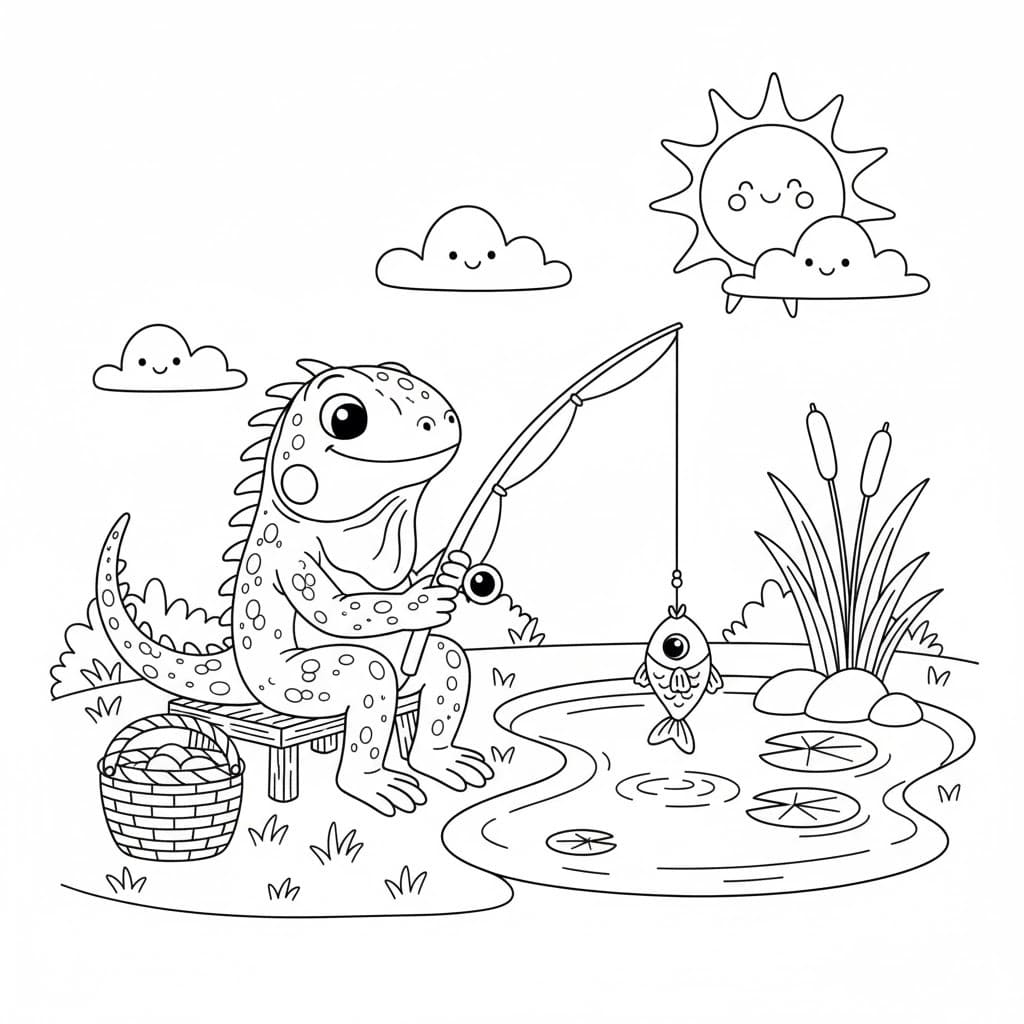 Kolorowanka Narysuj Iguana 5