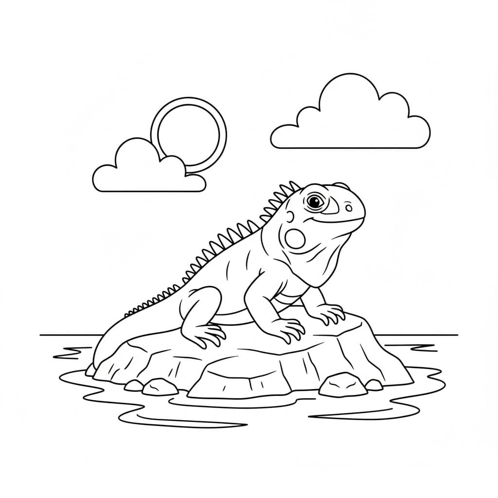Kolorowanka Narysuj Iguana 6