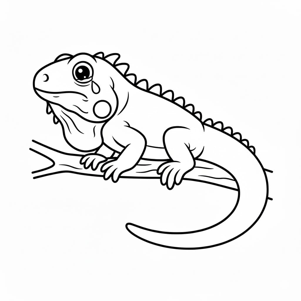 Kolorowanka Narysuj Iguana bezpłatny wydruku