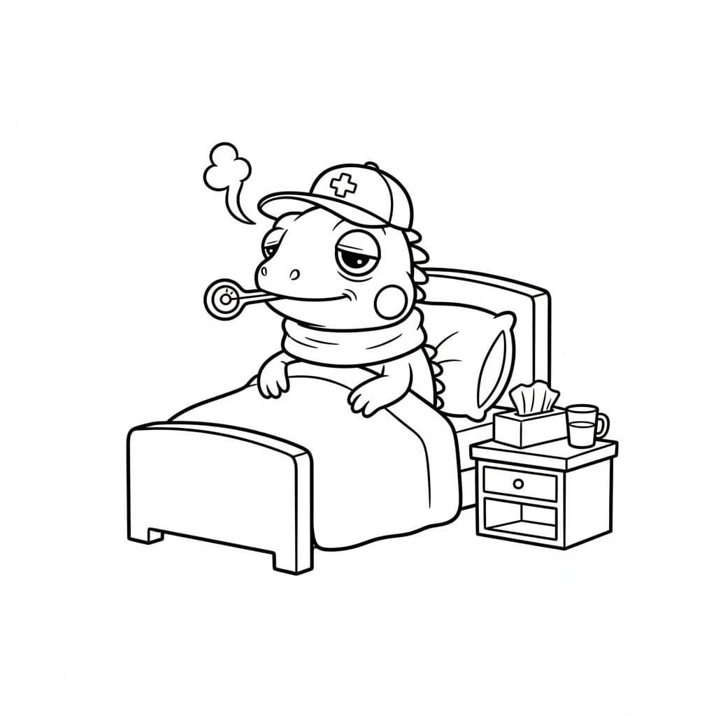 Kolorowanka Narysuj Iguana dla dzieci