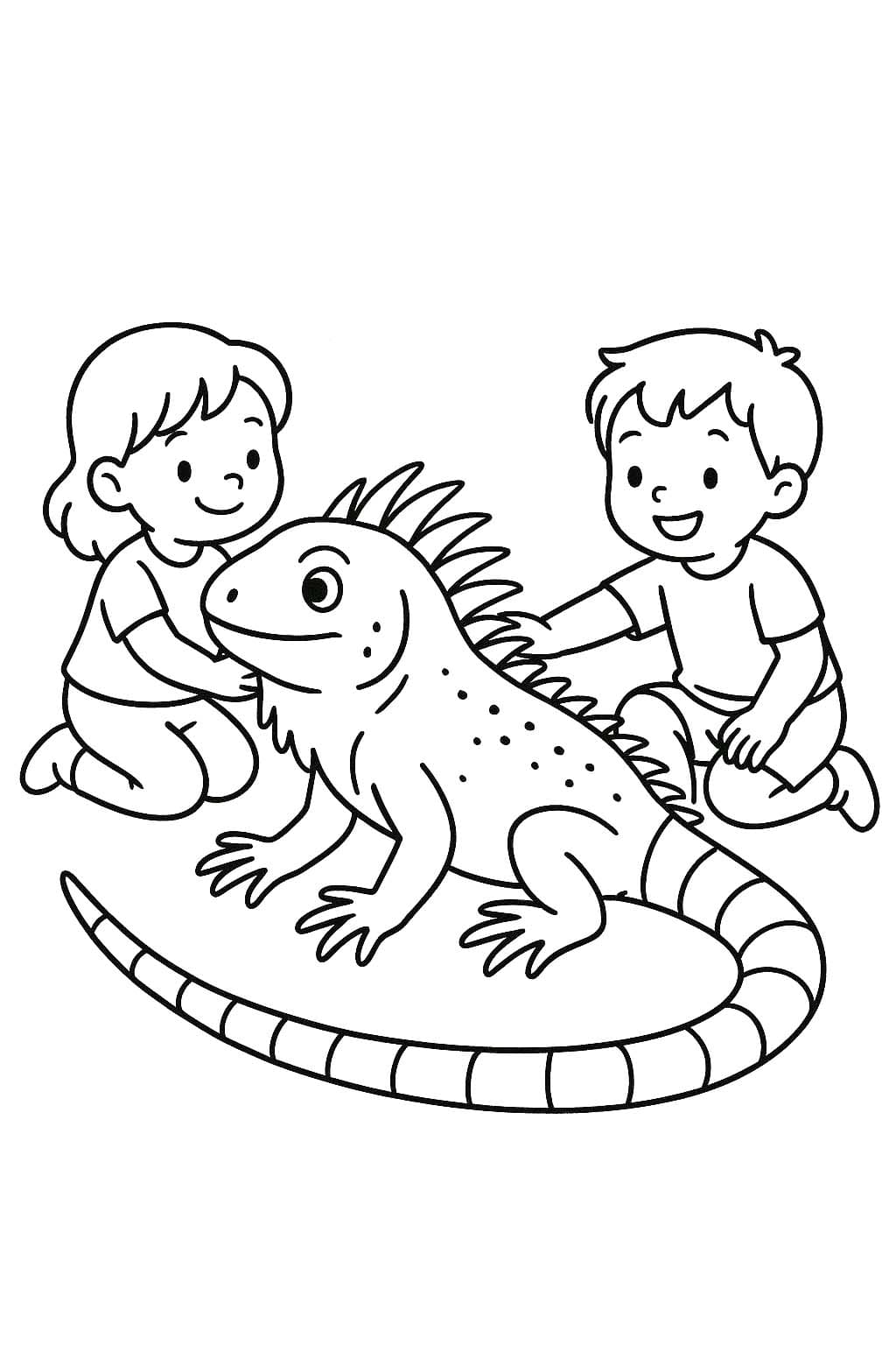 Kolorowanka Narysuj Iguana dzieci