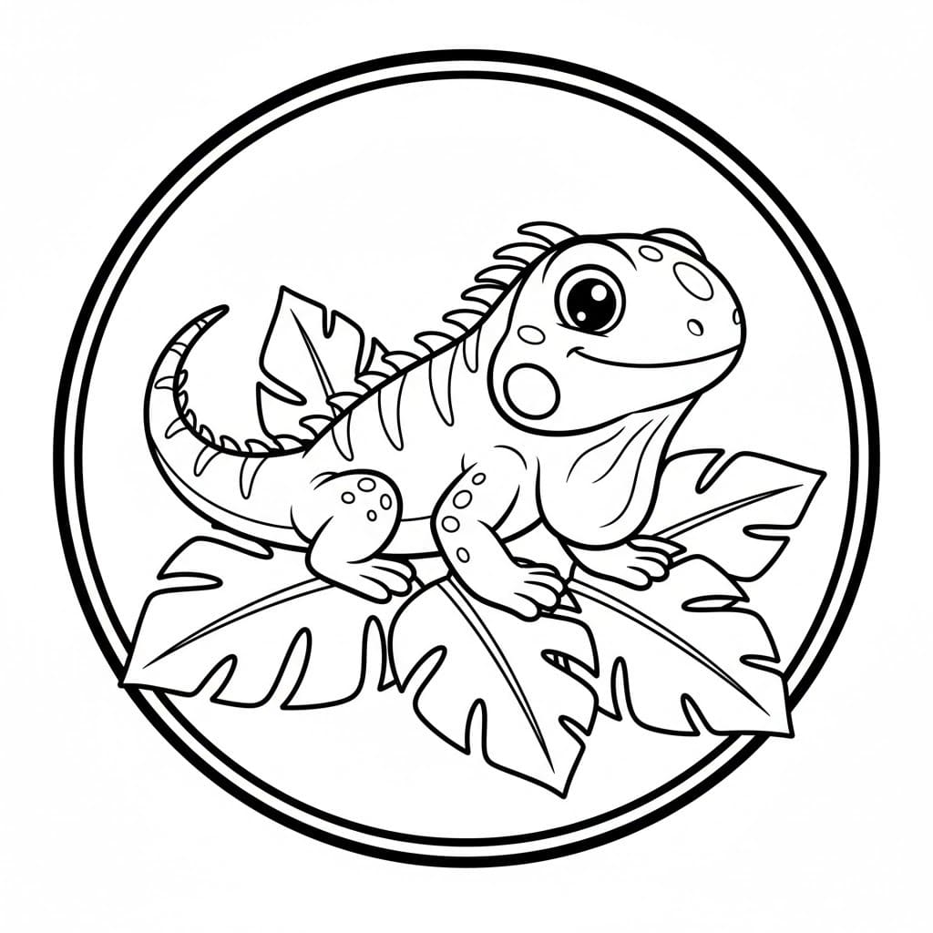 Kolorowanka Narysuj Iguana łatwy