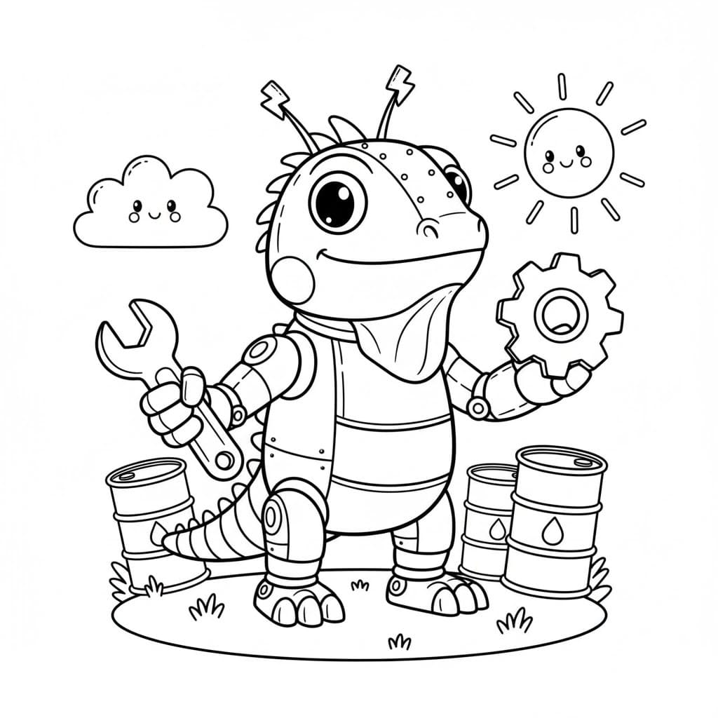 Kolorowanka Narysuj Iguana prosty