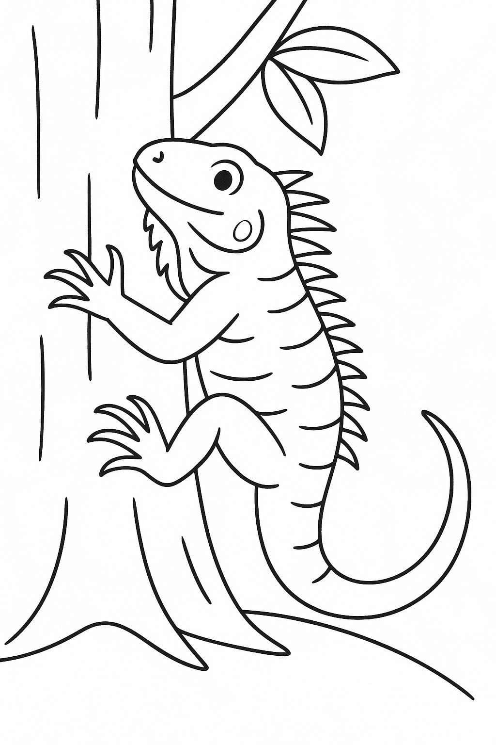 Kolorowanka Narysuj Iguana wydruku prosty