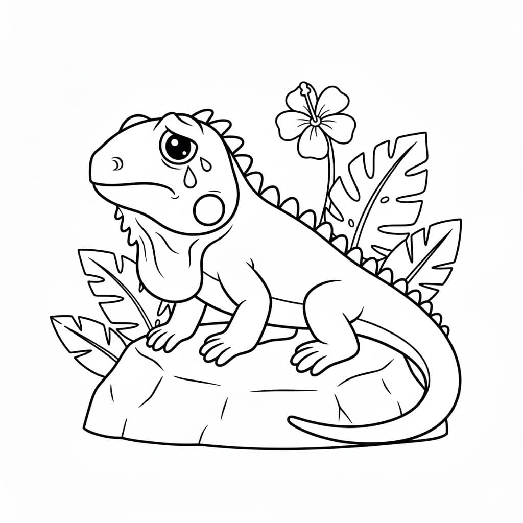 Kolorowanka Narysuj Iguana wydruku