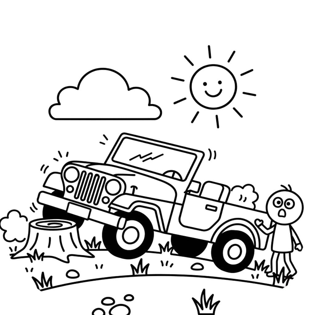 Kolorowanka Narysuj Jeep bezpłatny dla dzieci