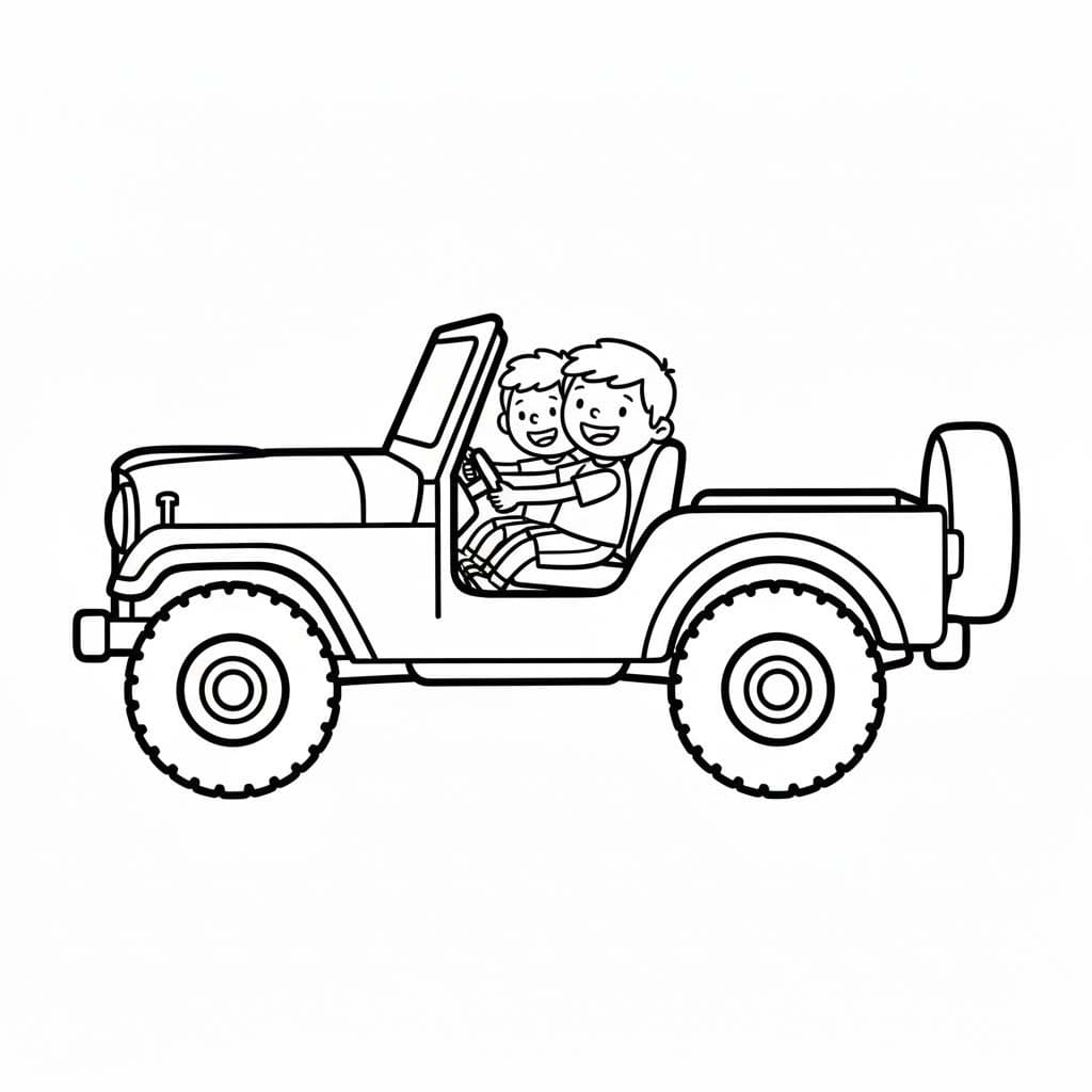 Kolorowanka Narysuj Jeep łatwy