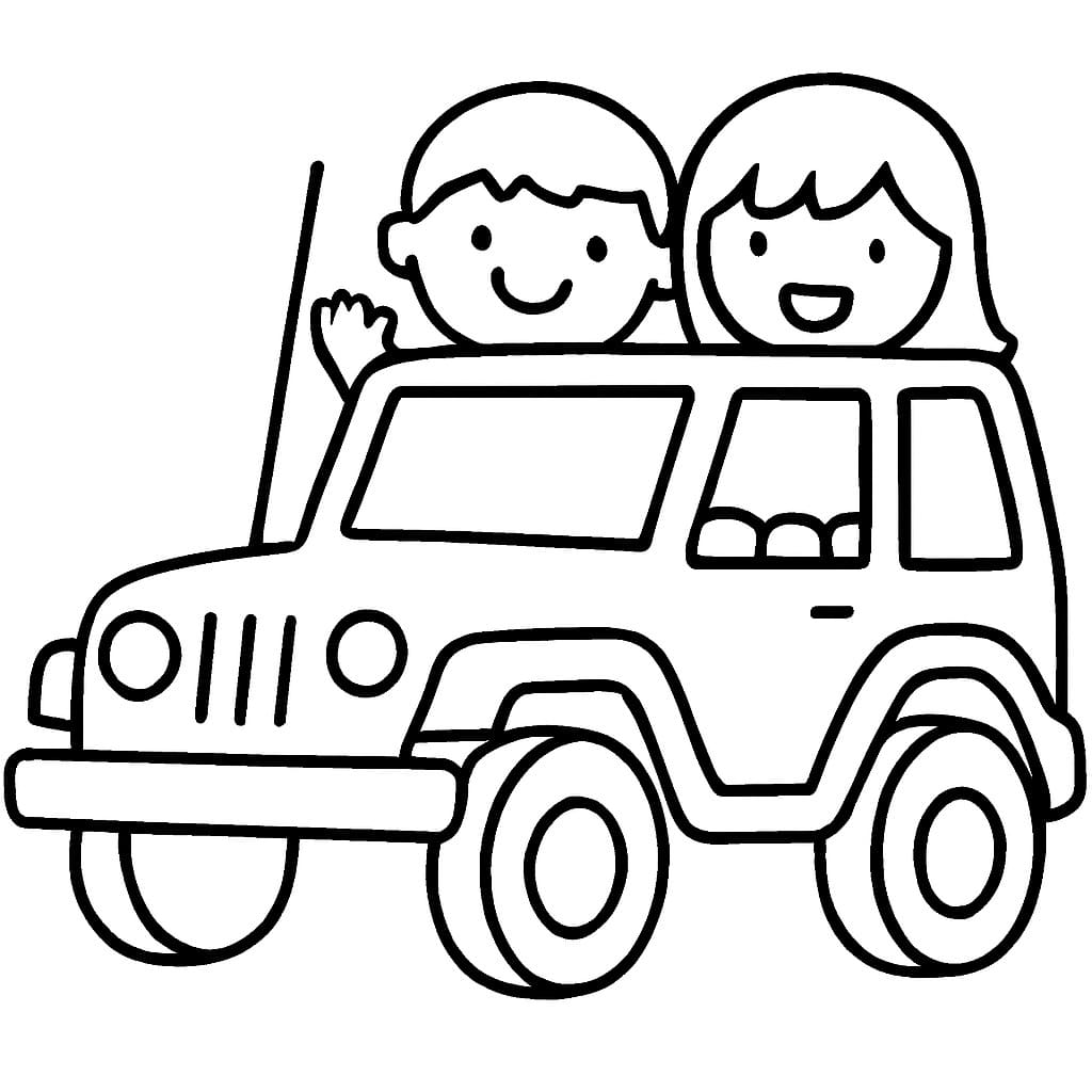 Kolorowanka Narysuj Jeep podstawowy u dzieci