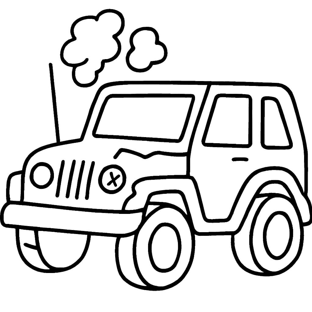 Kolorowanka Narysuj Jeep prosty u dzieci