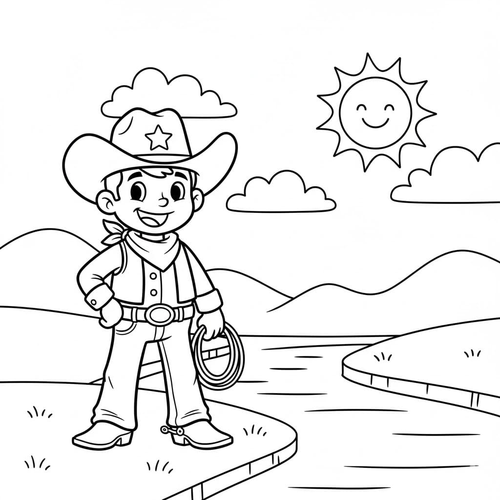 Kolorowanka Narysuj Kowboj 7